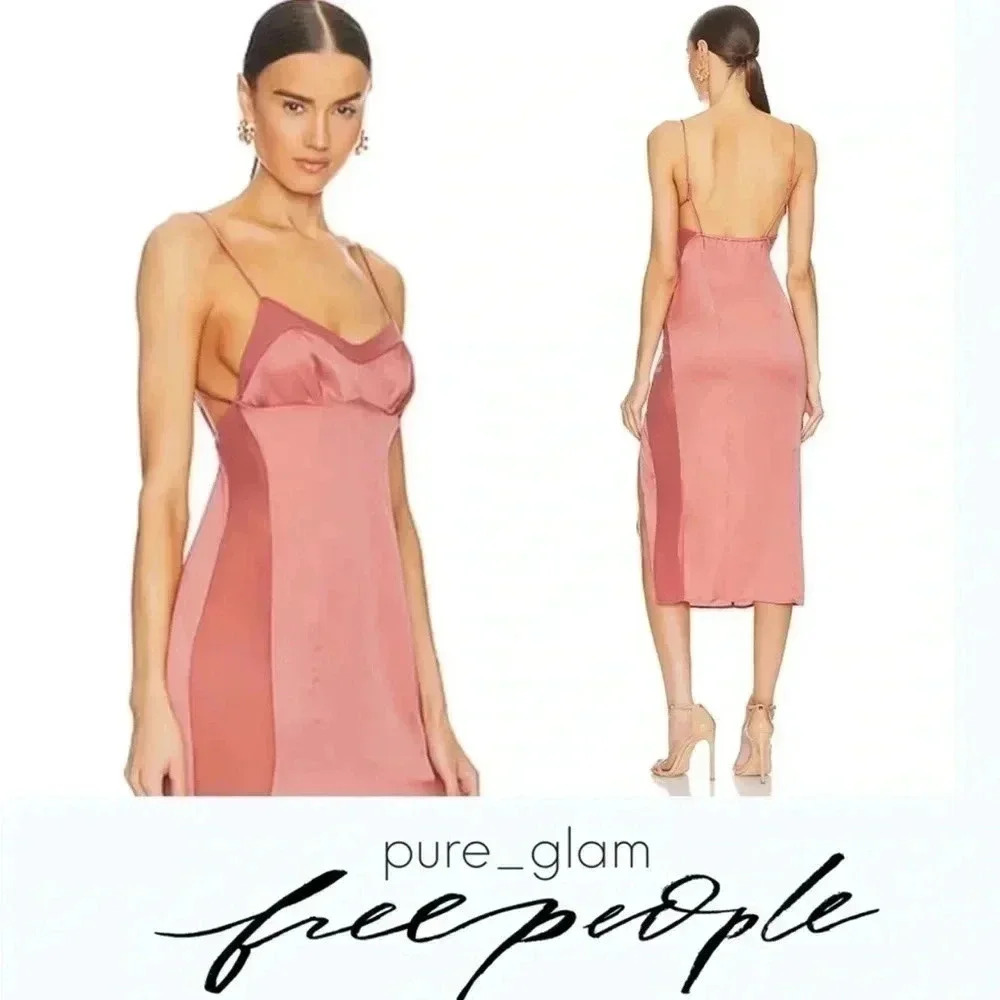 Free People City Cool Midi Slip Dress Venetian Red Size L NWT $98 GORGEOUS - Picture 15 of 16